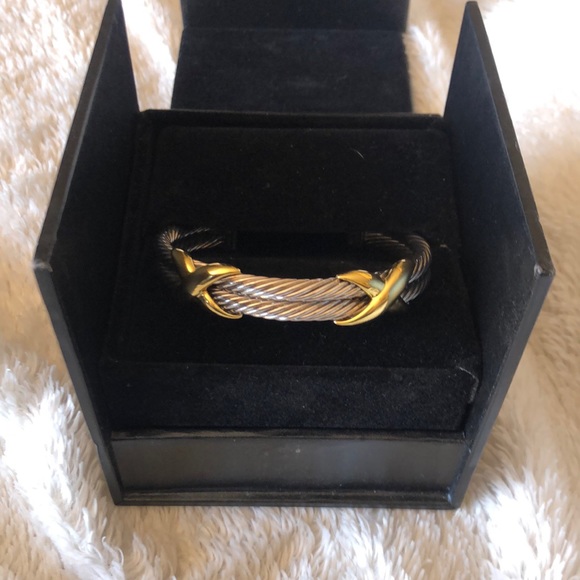 David Yurman Jewelry - David Yurman Double X Sterling & 14k Cable Bracelet